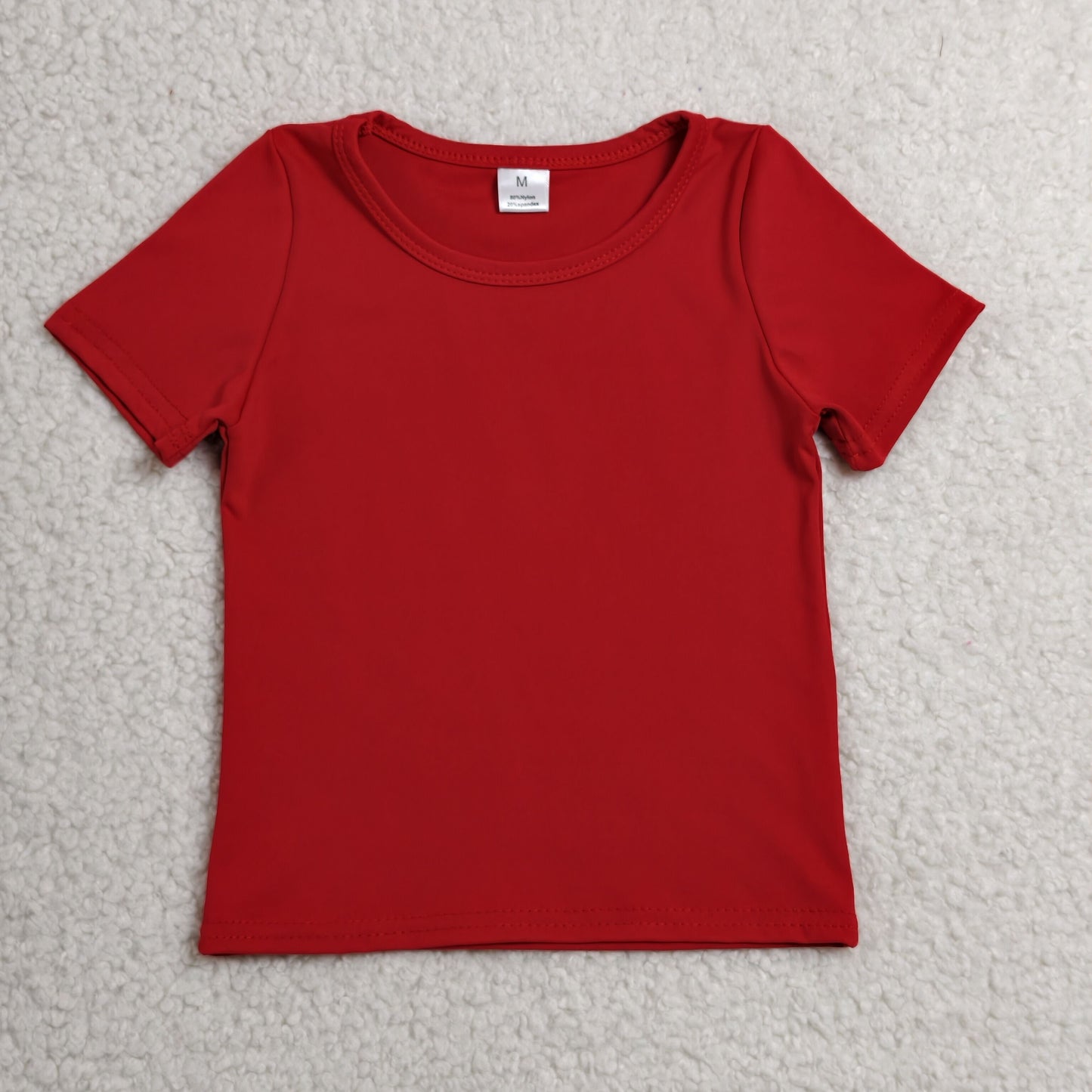 GT1634 Kids Girls Red Active Short Sleeve Yoga Tee Shirts Top