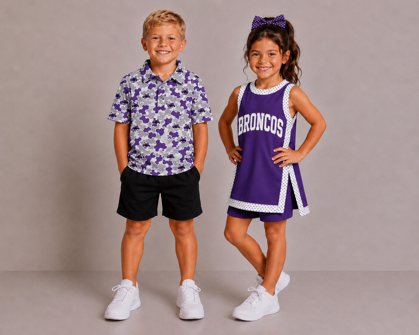 (Custom Design Preorder MOQ 5) Teams Dayton Broncos Camo Print Boys Girls & Man Clothes Family Matching Wear