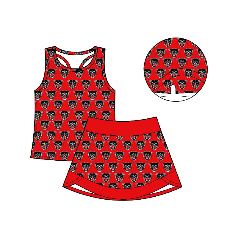 (Custom Design Preorder MOQ 5) Teams Dexter Bearcats Tank Top Skort Girls Summer Clothes Set