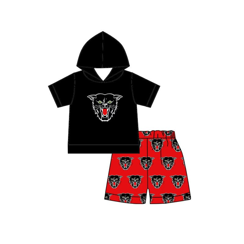(Custom Design Preorder MOQ 5) Teams Dexter Bearcats Hoodie Top Red Shorts Boys Summer Clothes Set