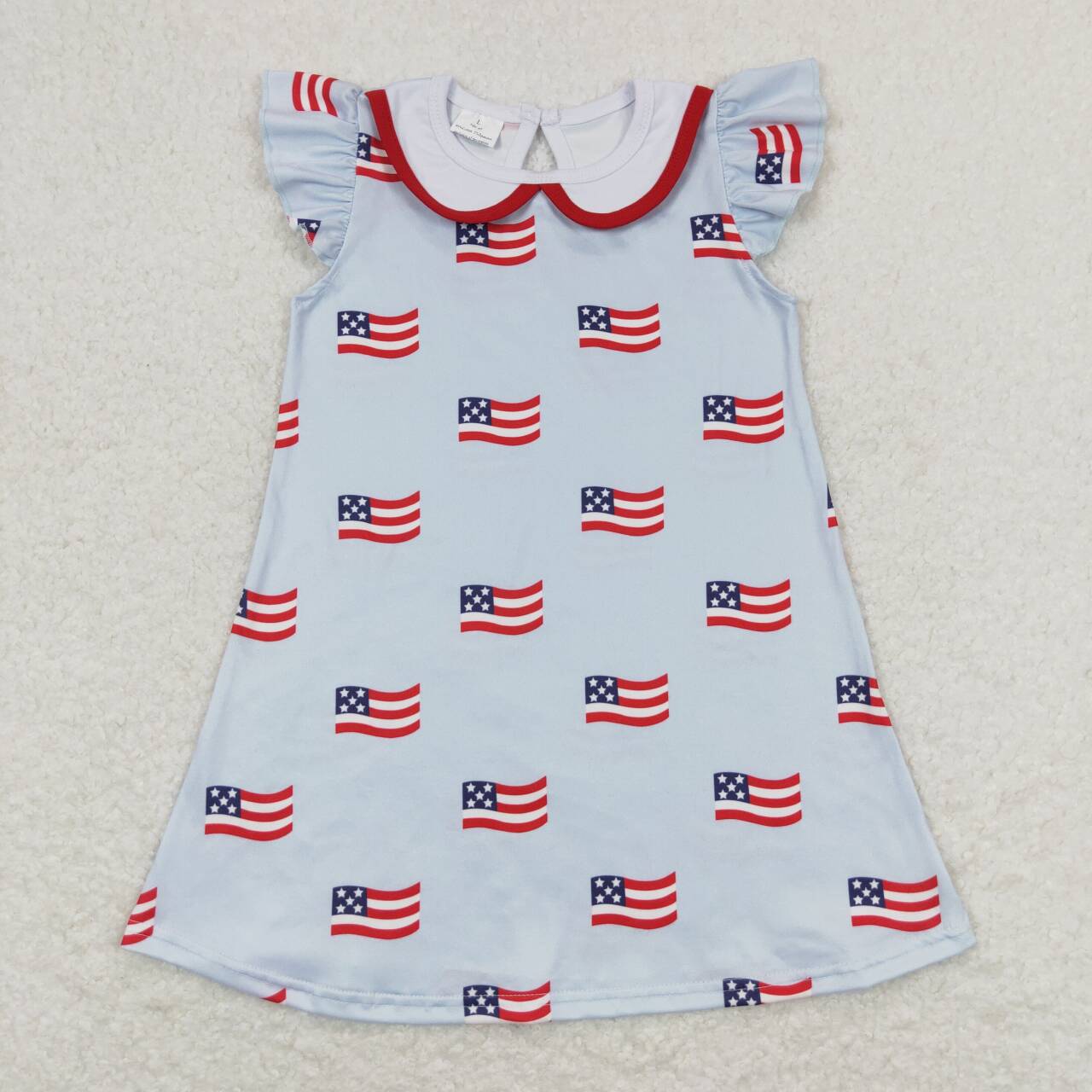 GSD0871 Flag Baby Girls 4th of July Doll Collar Dress