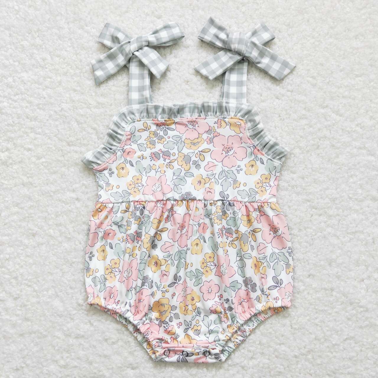 SR0921 Flowers Print Baby Girls Summer Strap Romper