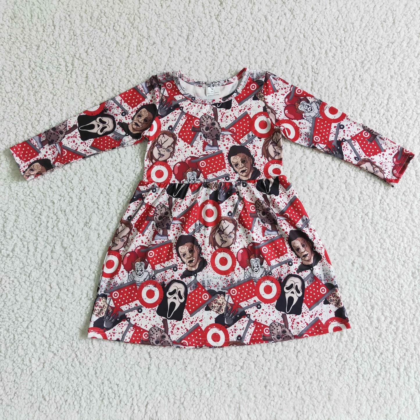 GLD0038 Targe* Cartoon Film Characters Print Girls Halloween Knee Length Dress