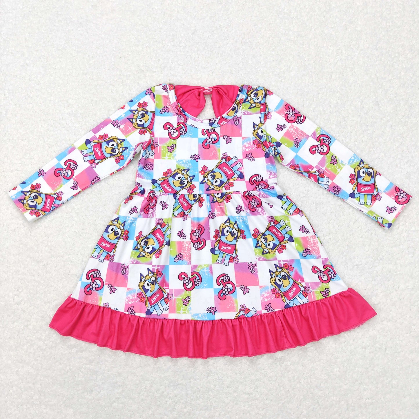Baby Girls Sibling Long Sleeve Tee Shirts Dog Bell Bottom Pants Set /Dress