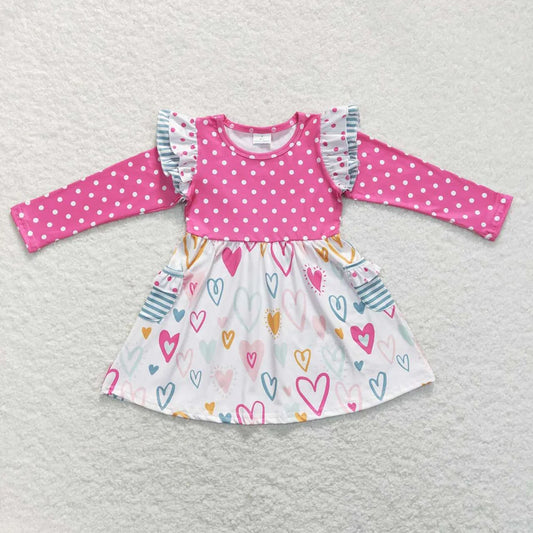 Sibling Baby Girls Valentine Polka Dot Heart Dress and Romper