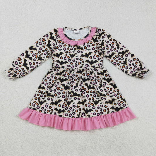 Sibling Baby Girls Bats Leopard Halloween Dress Romper