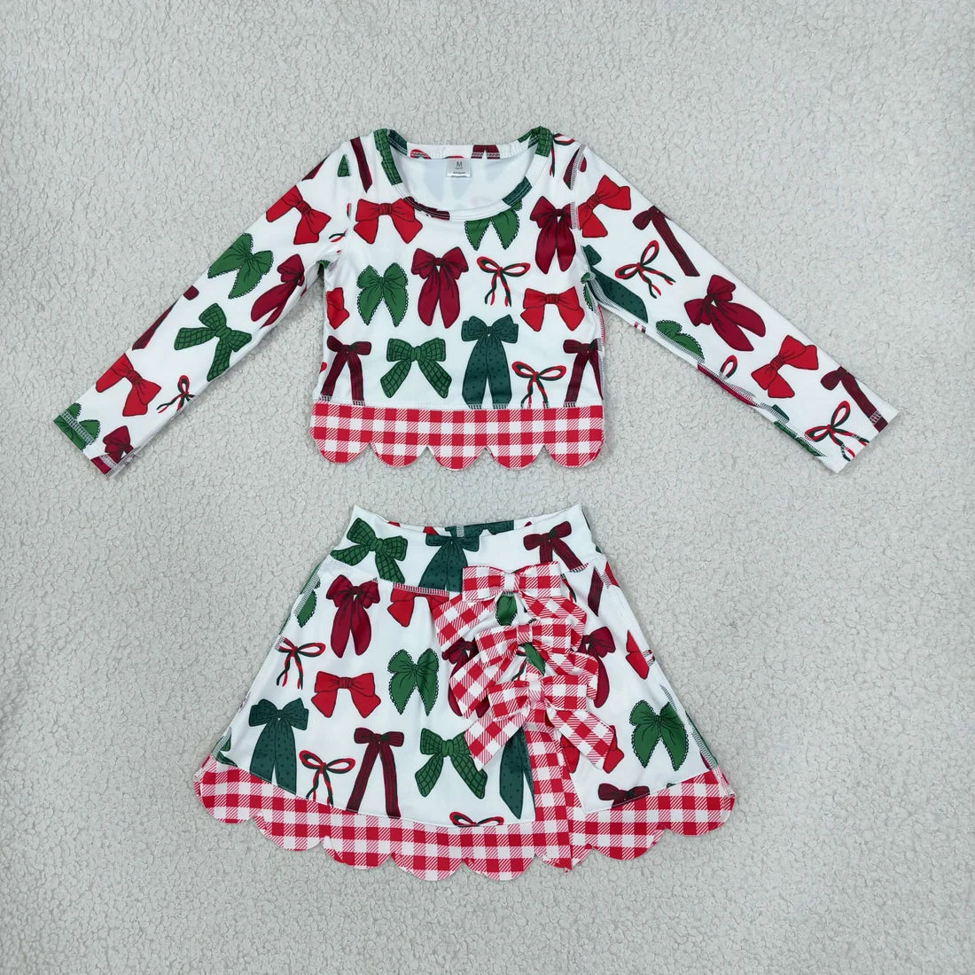 Sibling Baby Girls Christmas Long Sleeve Top Skort Scallop Active Outfit