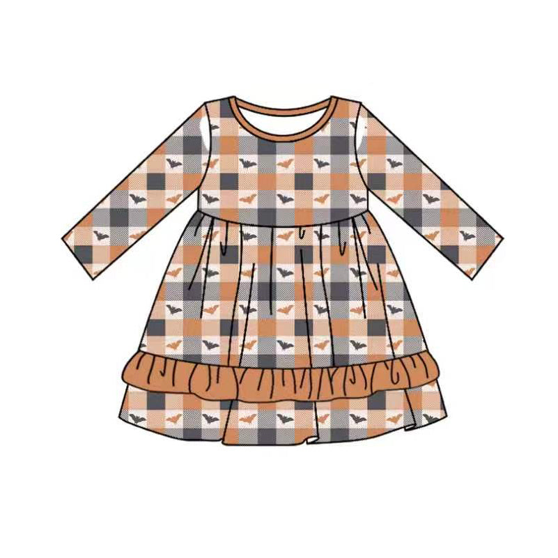7.23 Preorder Baby Girls Halloween Bat Long Sleeve Dress