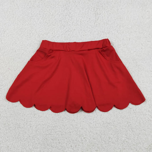 GLK0235 Red Color Girls Bottom Scallop Yoga Skort