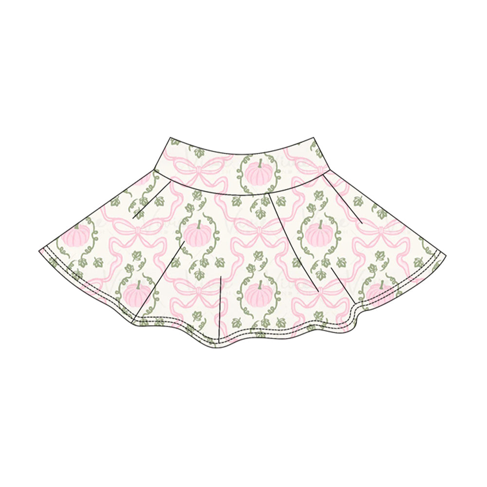 5.15 GLK0315 Preorder Pumpkin Bows Pink Girls Bottom Yoga Skirts