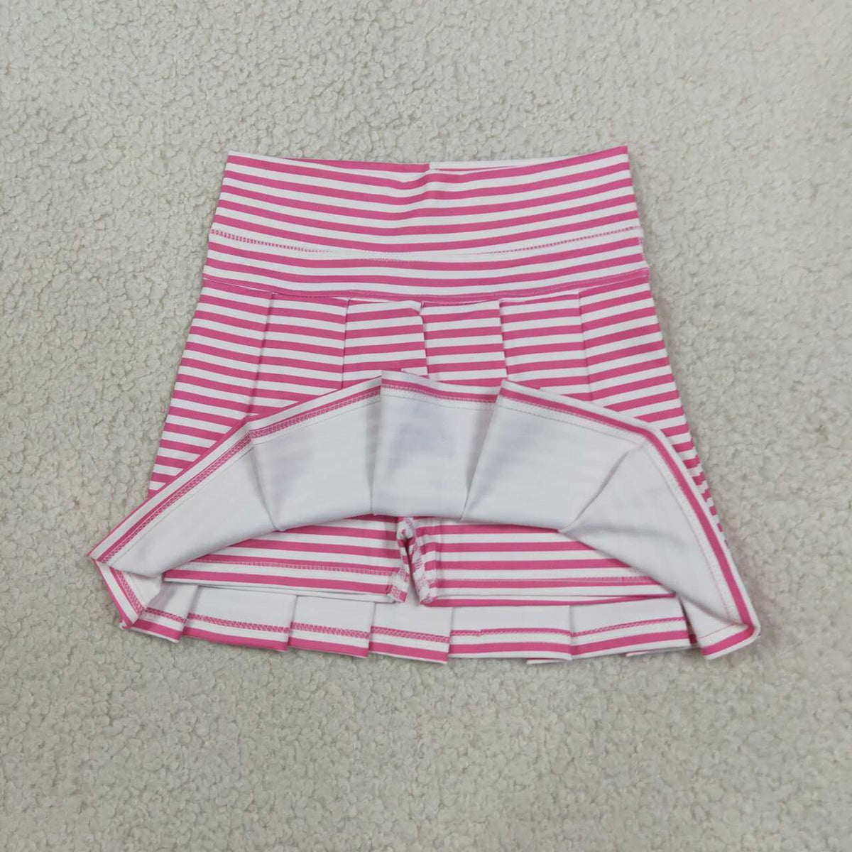 GLK0335 Pink Stripes Active Skirts Girls Bottom Pleated Yoga Skort