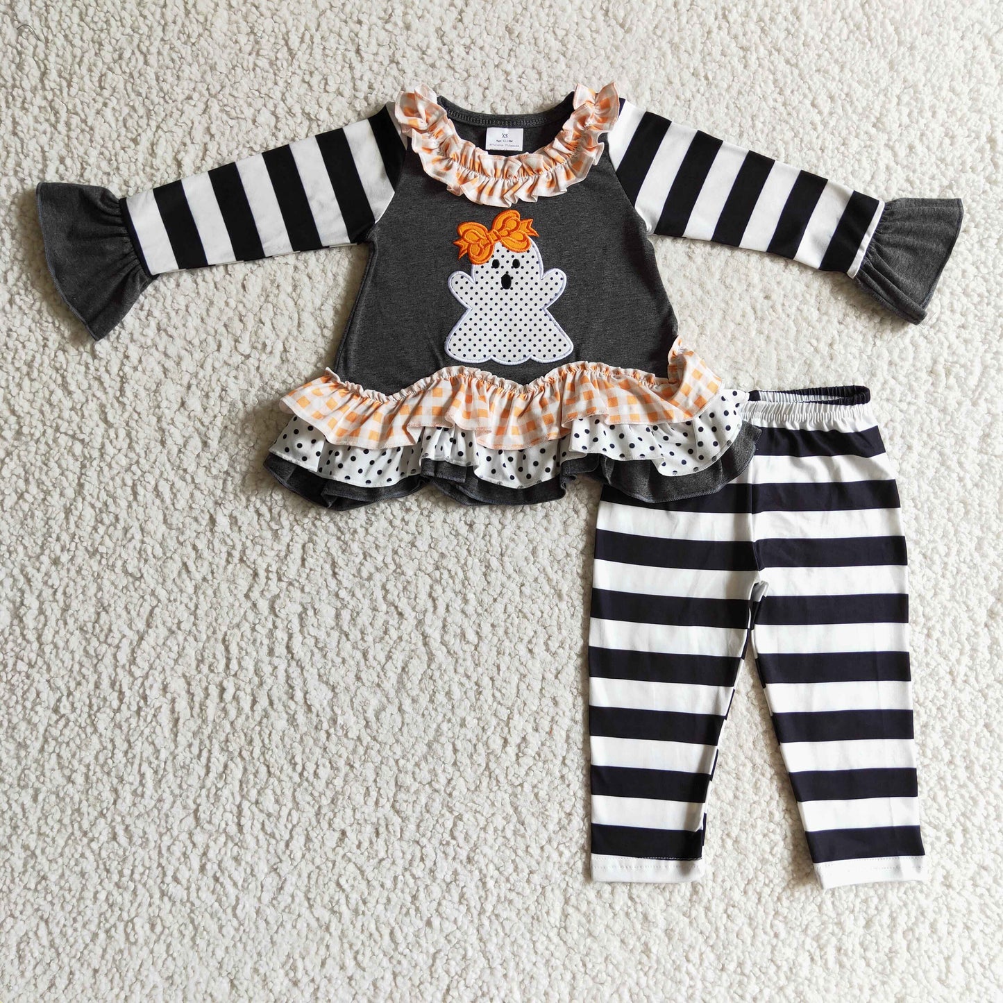 Girls Halloween ghost embroidery Outfits GLP0180