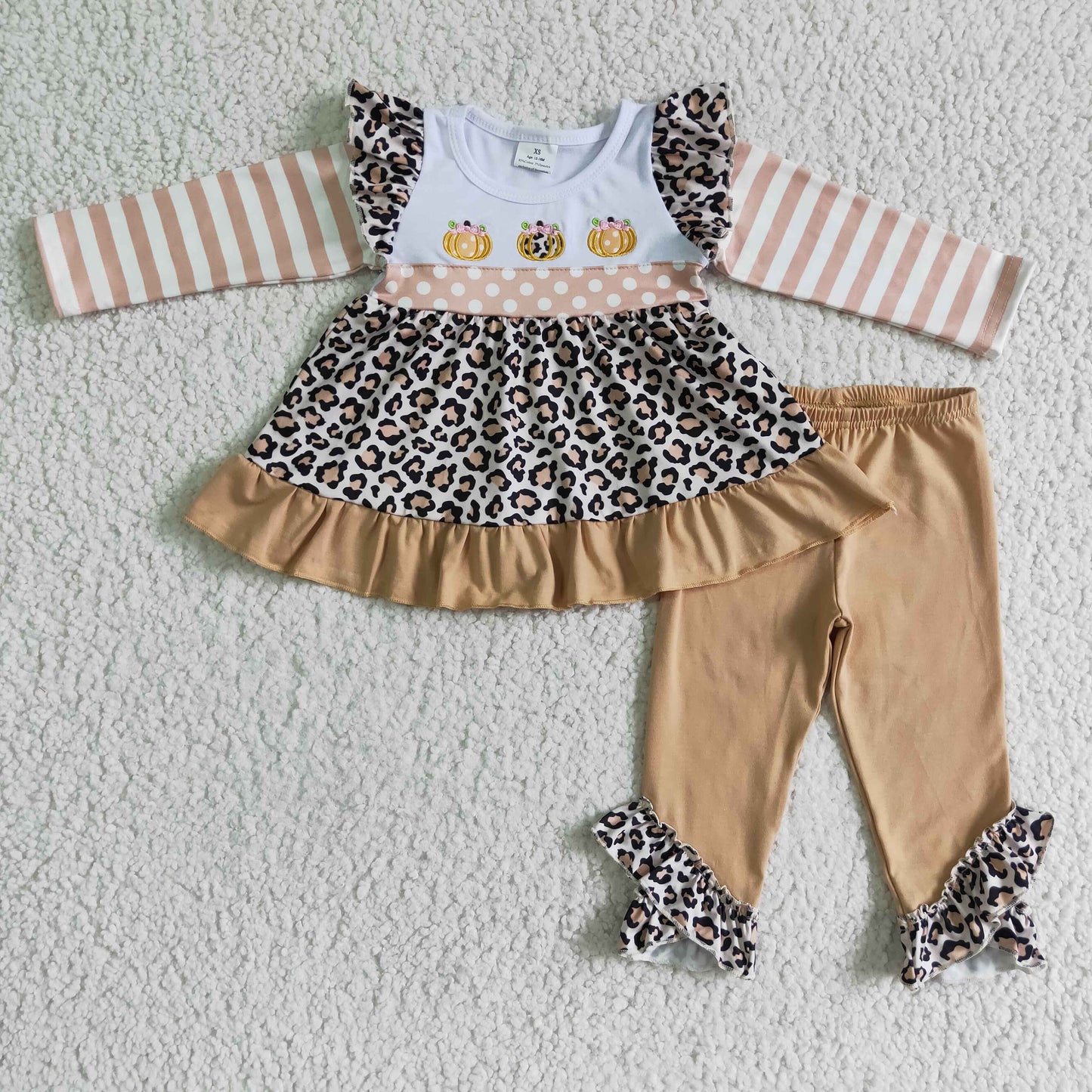 Girls fall pumpkin embroidery outfits GLP0184
