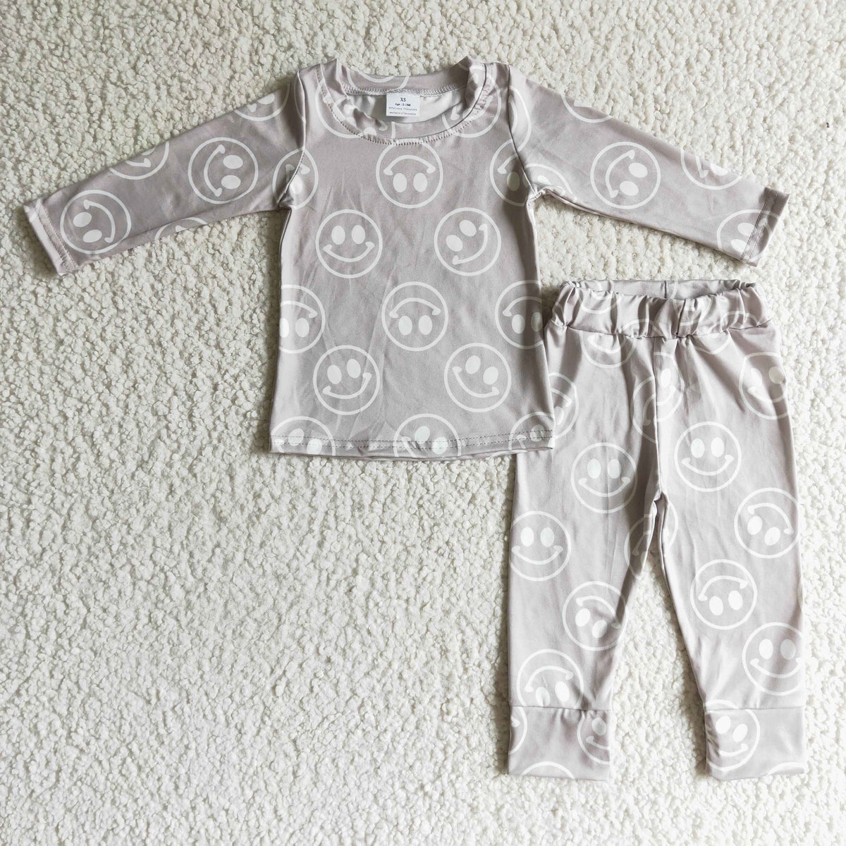 GLP0197 Smiling Grey Print Boys Fall Pajamas Clothes Set
