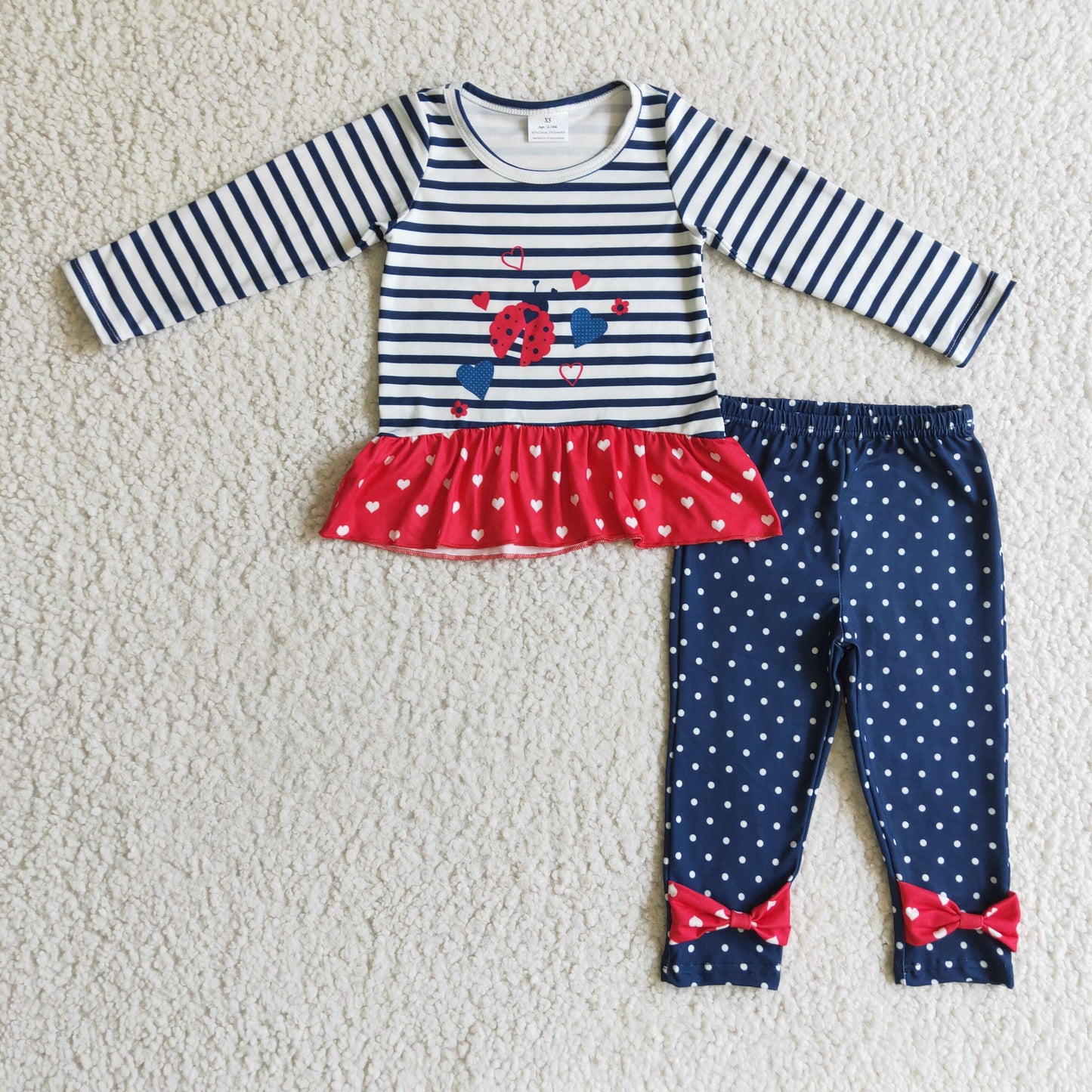 Girls ladybird heart print outfit GLP0227