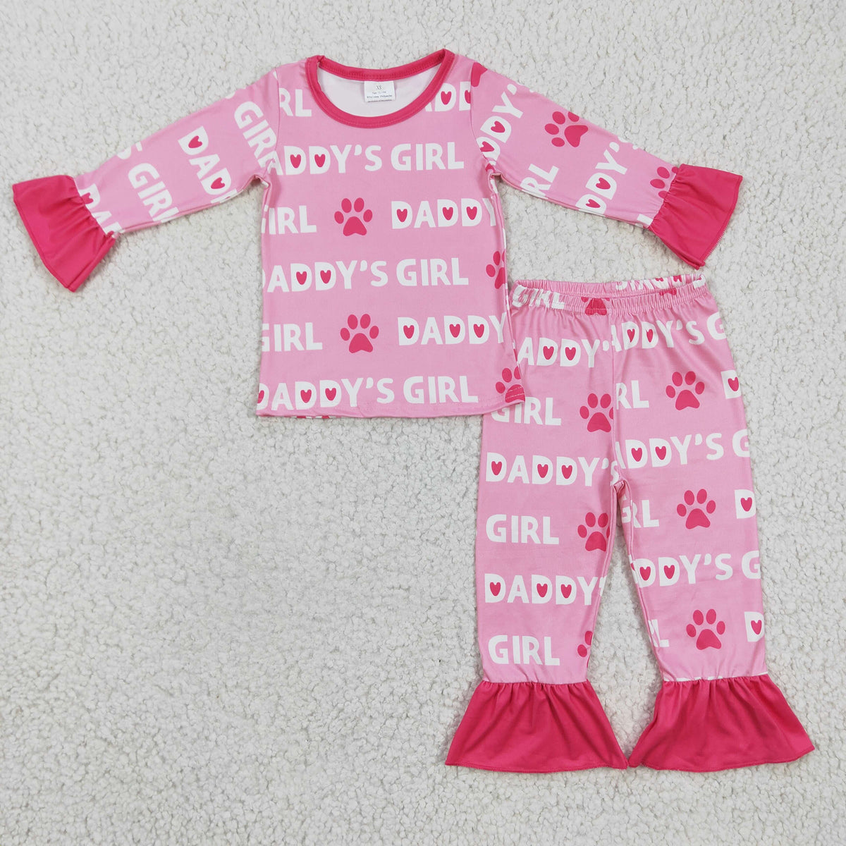 GLP0352 DADDY'S GIRL Paw Print Girls Pajamas Clothes Set
