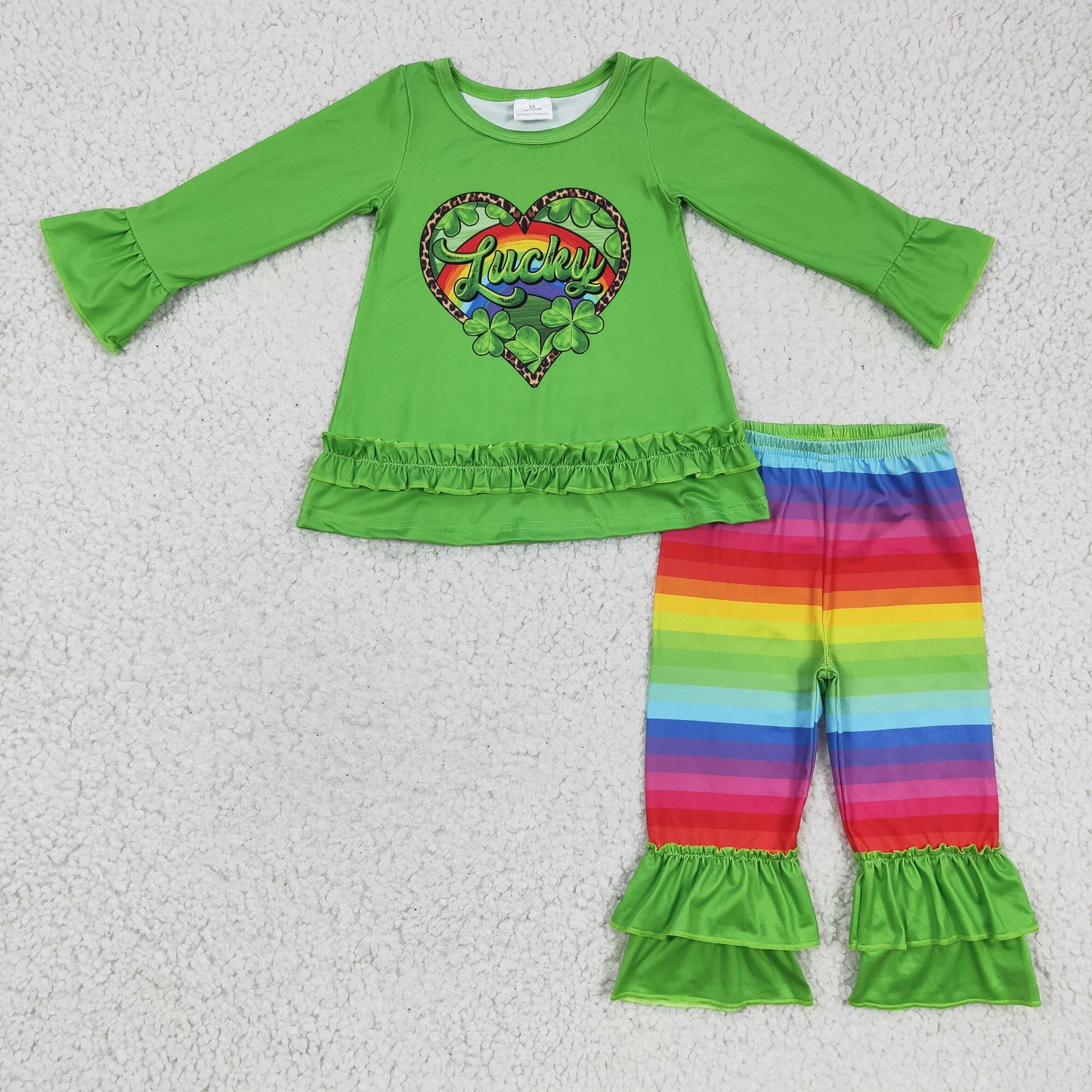 Girls LUCKY print St. Patrick's Day outfit GLP0364