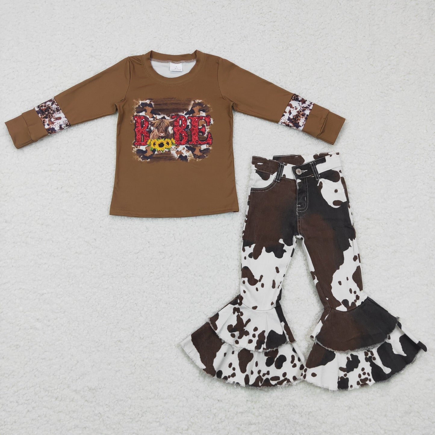 Baby girls Babe Western Cow denim pants outfits GLP0402