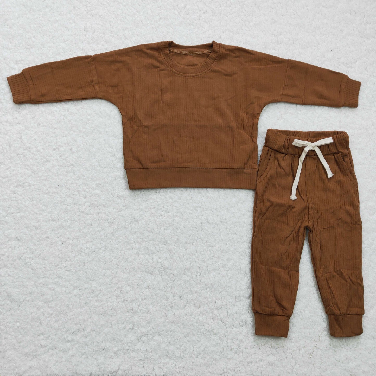 Girls brown cotton long sleeve outfits GLP0416