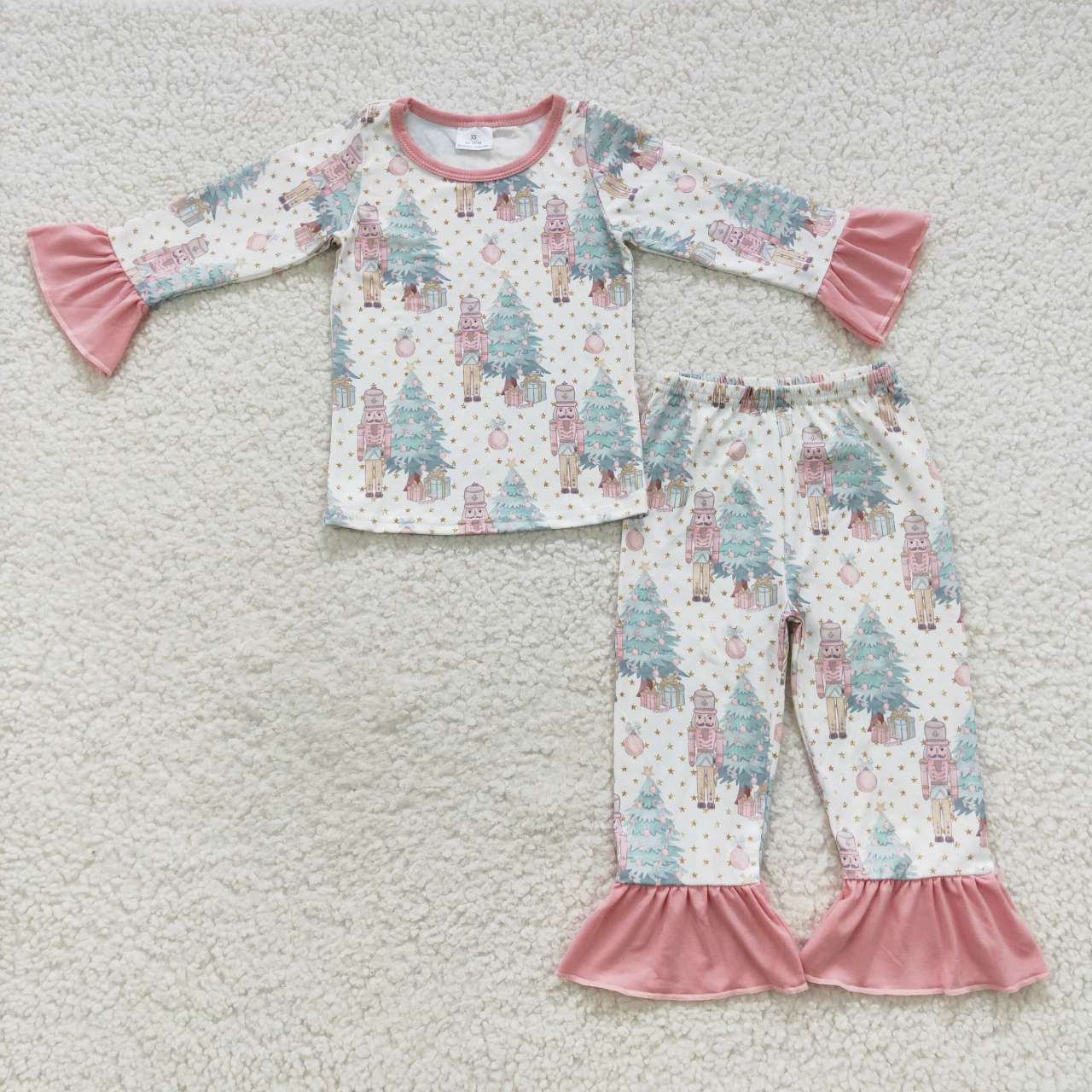 GLP0571 Nutcracke* Soldier Dots Print Girls Christmas Pajamas Clothes Set
