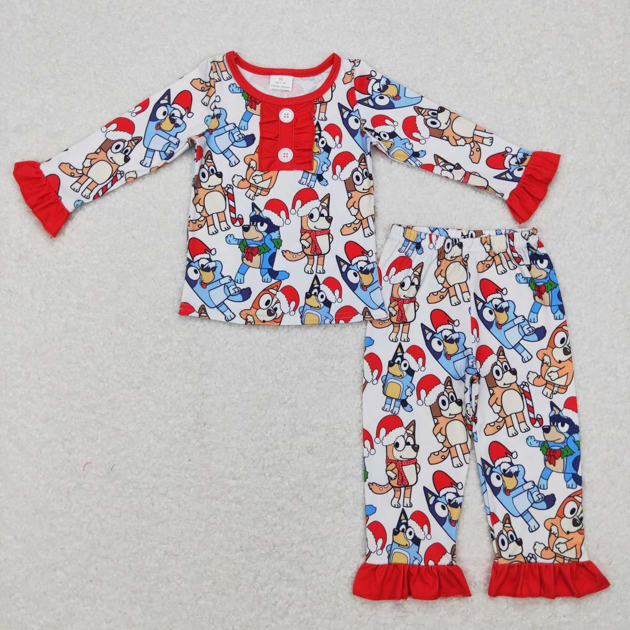 GLP0984 Cartoon Dog Print Girls Christmas Pajamas Clothes Set
