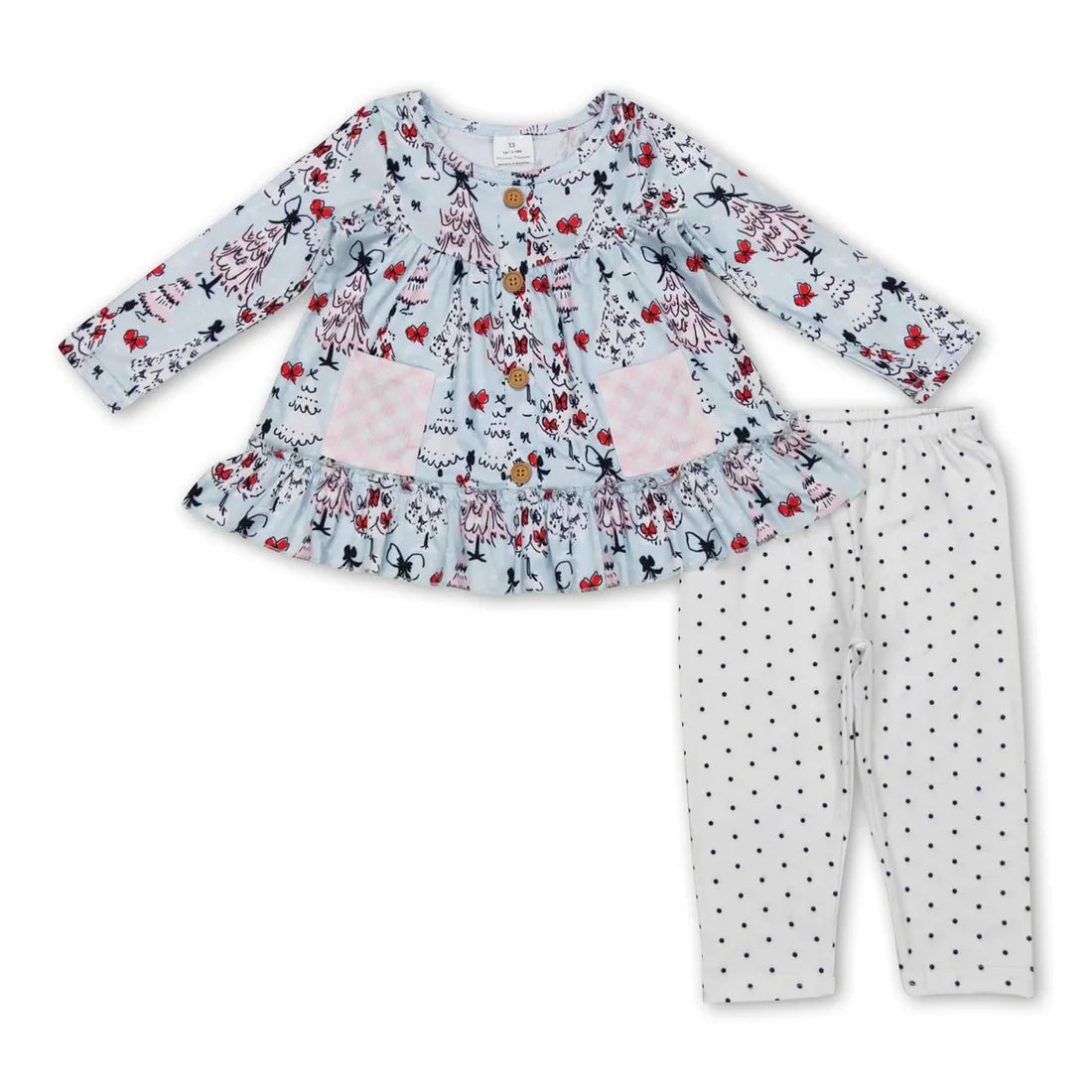 Sibling Kids Girls Christmas Tunic Top Leggings Outfit