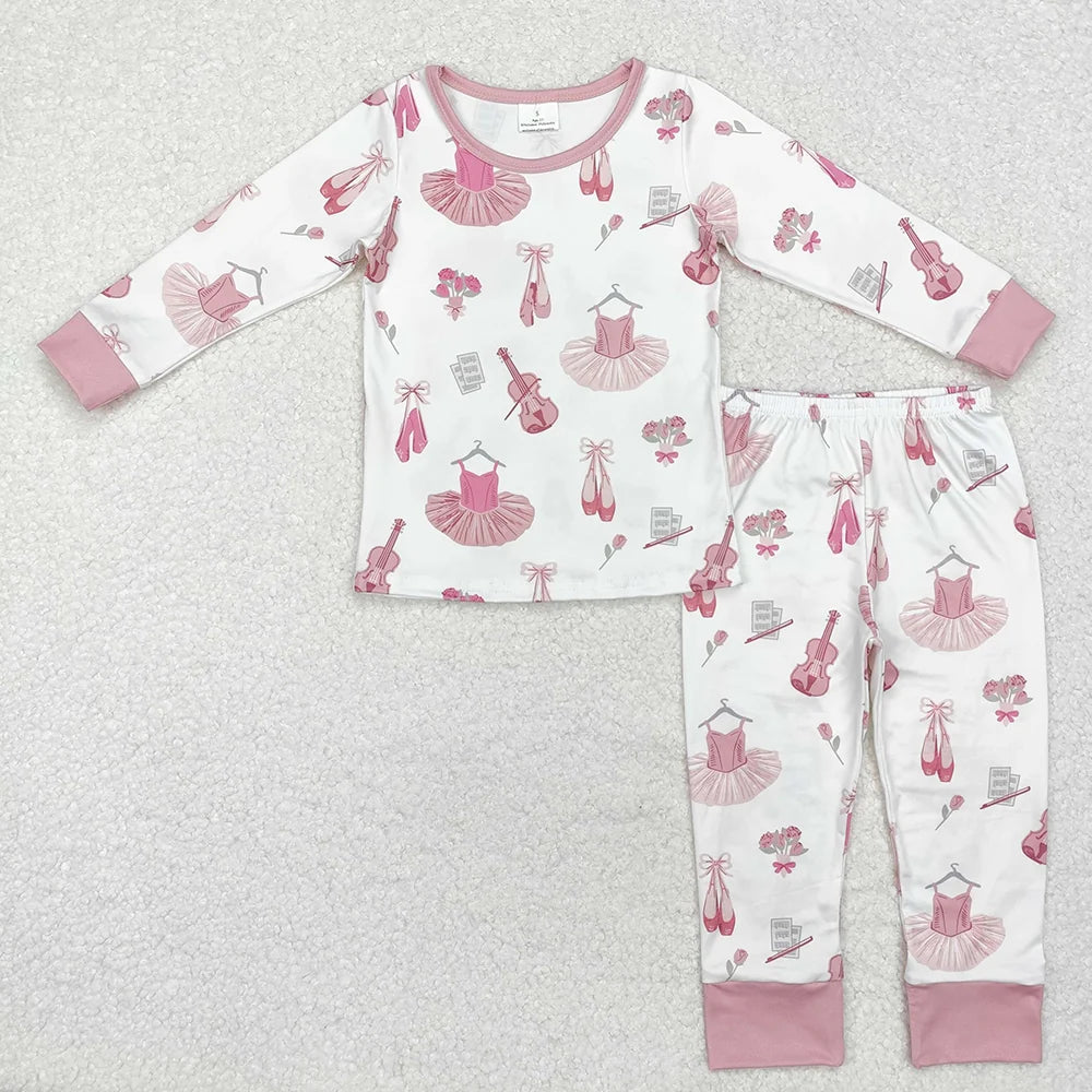 Baby Girls Pink Ballet Long Sleeve Pajama Set
