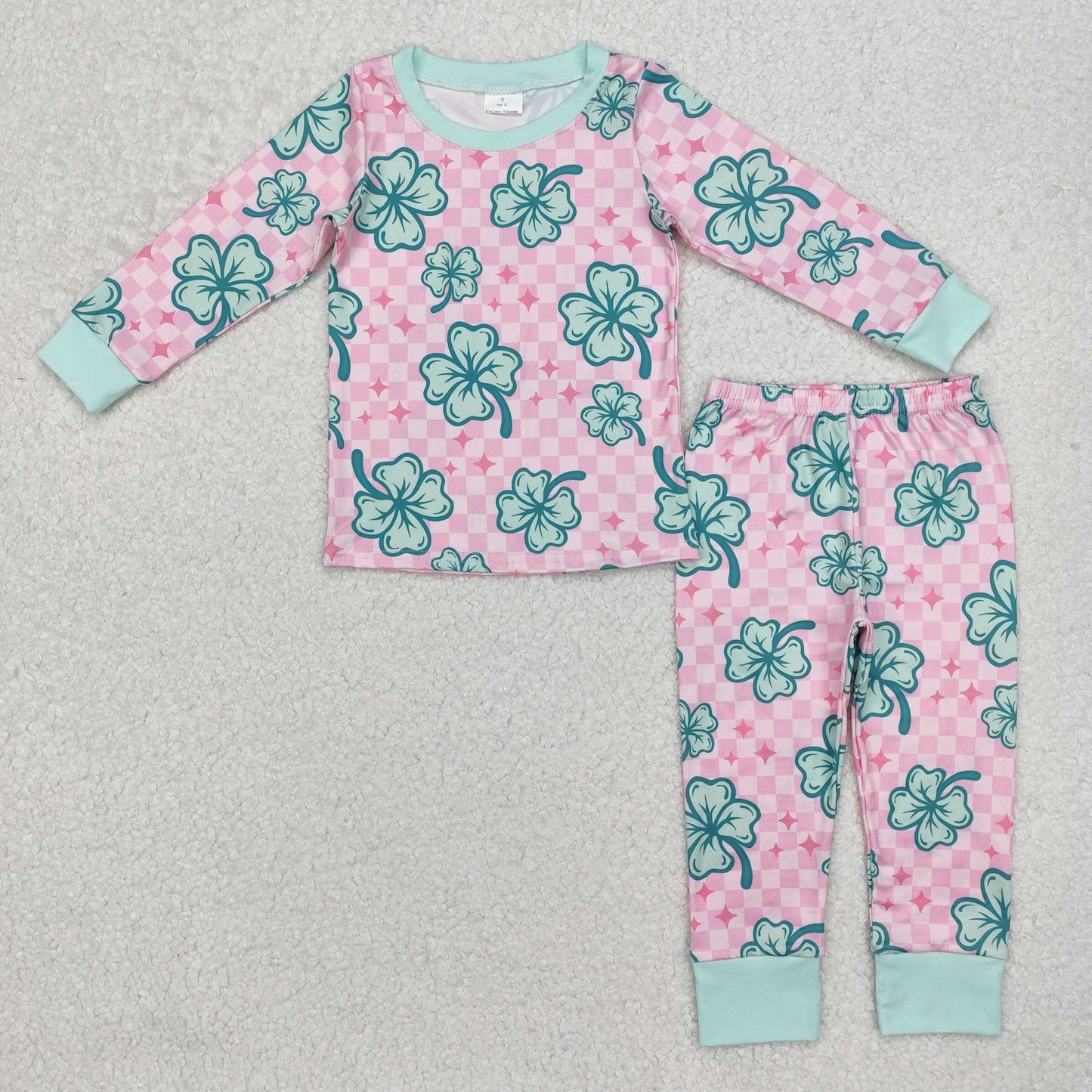 Sibling Baby Girls Clovers Pants St Patrick Pajamas Sets Ruffle Knee Length Dresses