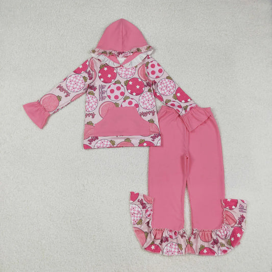 Sibling Baby Girls Pink Lights Plaid Pocket Hoodies Ruffle Bell Pants Christmas Clothes Sets