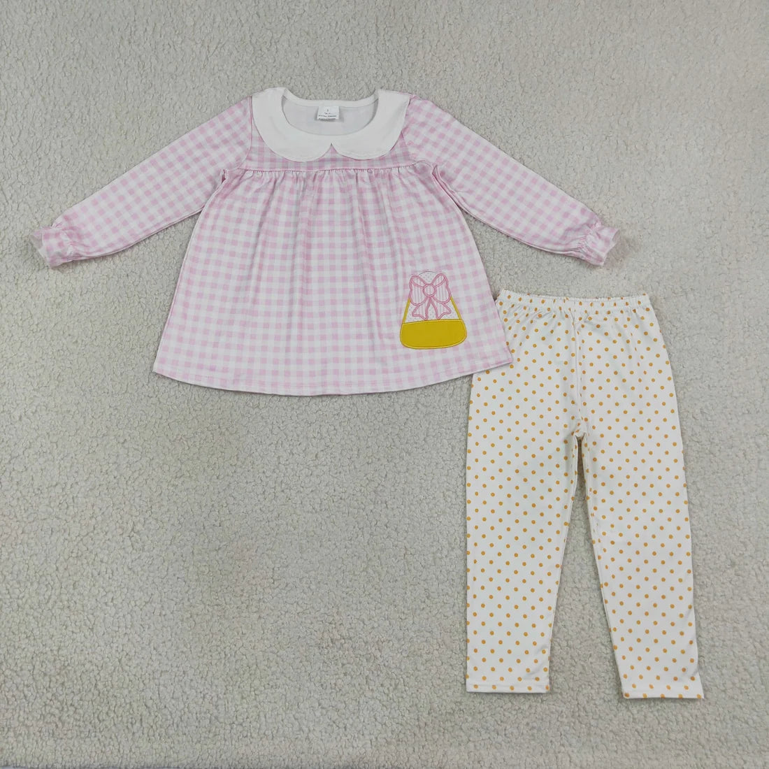 Sibling Baby Girls Embroidery Pumpkin Tunic Top Leggings Outfit