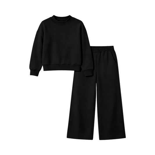 6.23 Preorder GLP3411 Black Color Long Sleeve Top Pocket Pants Girls Cotton Clothes Set