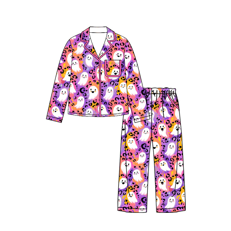 6.24 GLP3426 Preorder Ghost Leopard Print Woman Halloween Pajamas Clothes Set