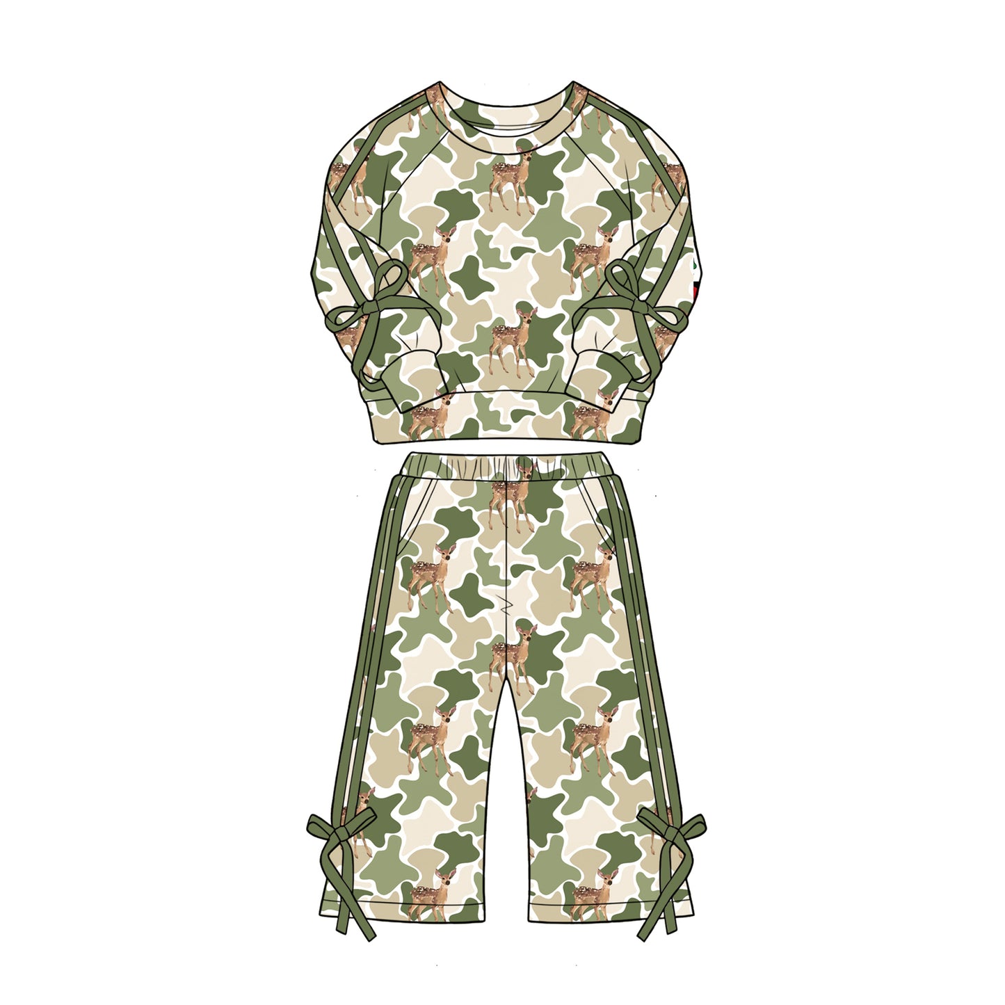 6.26 Preorder Kids Girls Deer Camo Sweatshirt With Wild Leg Pants Set