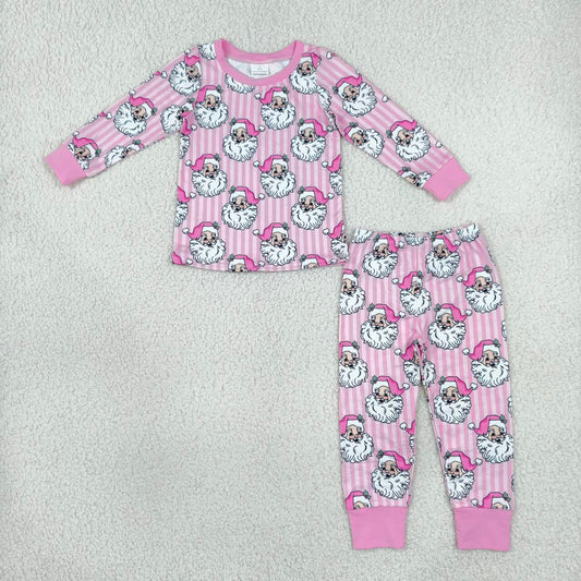 Sibling Baby Girls Christmas Santa Pink Striped Outfit and Romper
