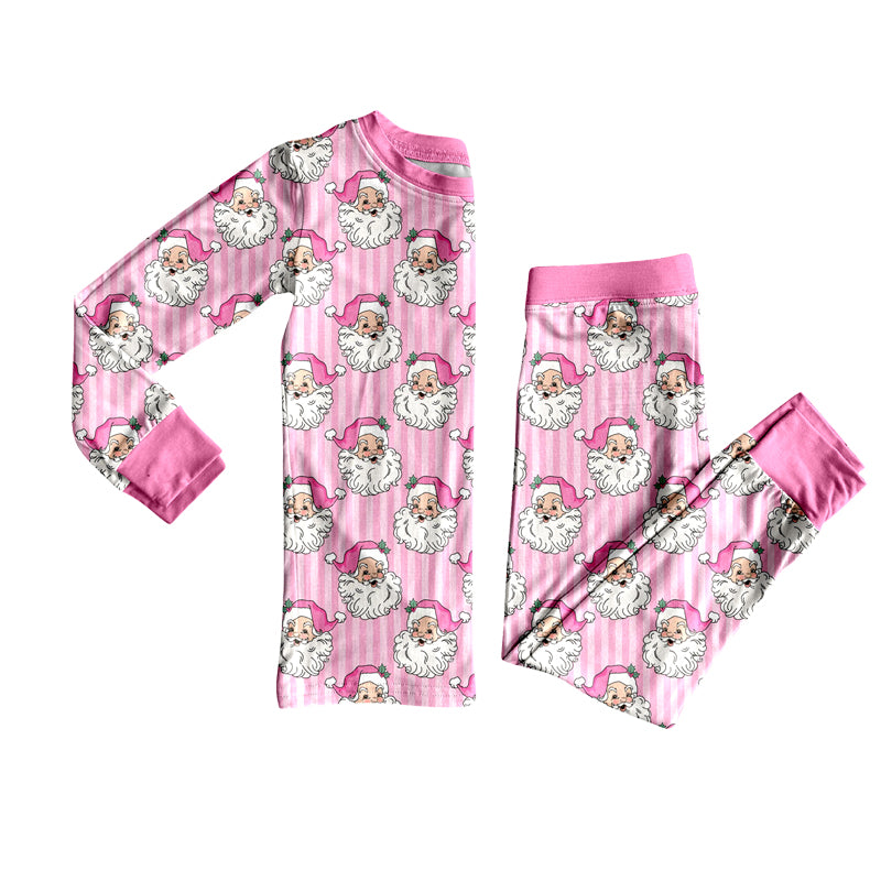 7.29 Preorder Boys Red Christmas Santa Pink Long Sleeve Pajama Set