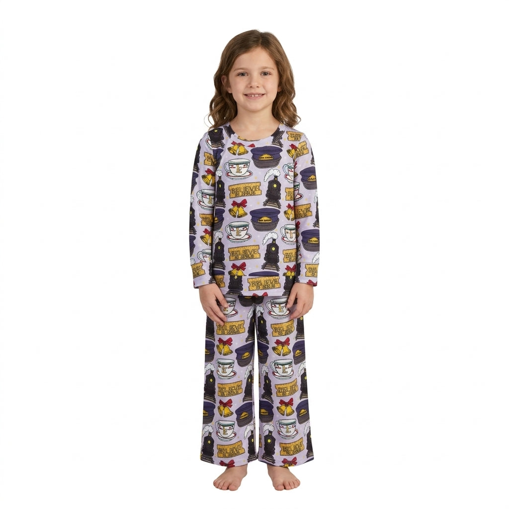 GLP3641 Film Characters Train Believe in Jesus Top Pockets Pants Girls Christmas Clothes Set