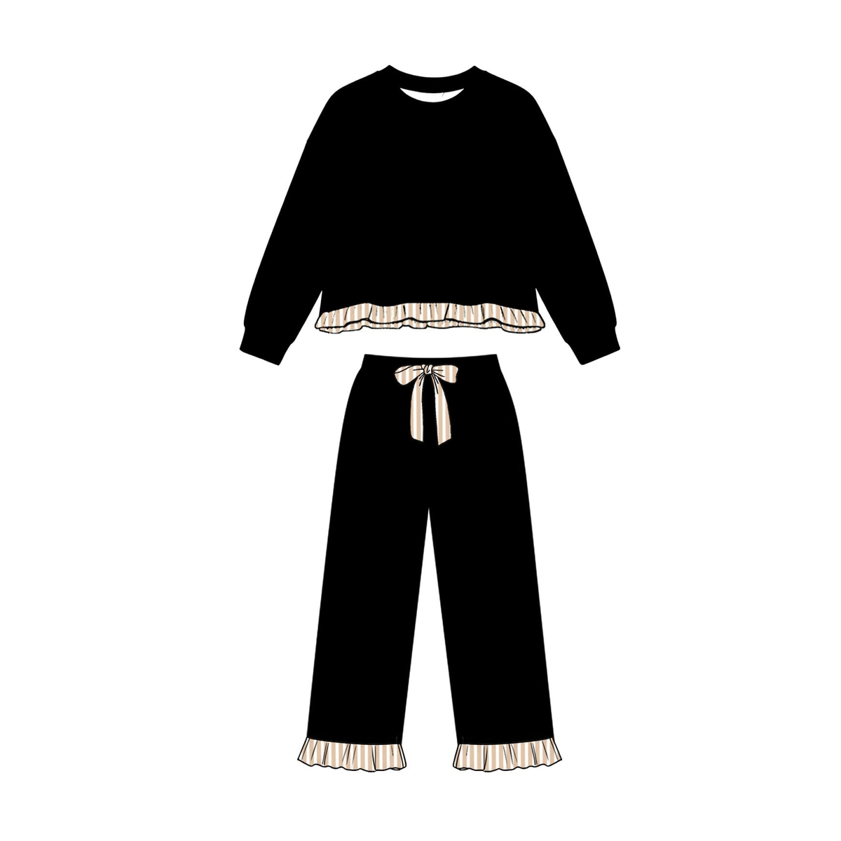 8.10 GLP3671 Preorder Black Thick Cotton Girls Fall Clothes Set