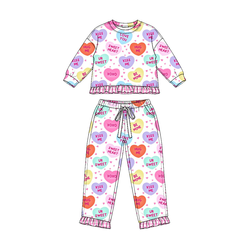 8.10 Preorder Girls Valentine Conversation Heart Pajama Set