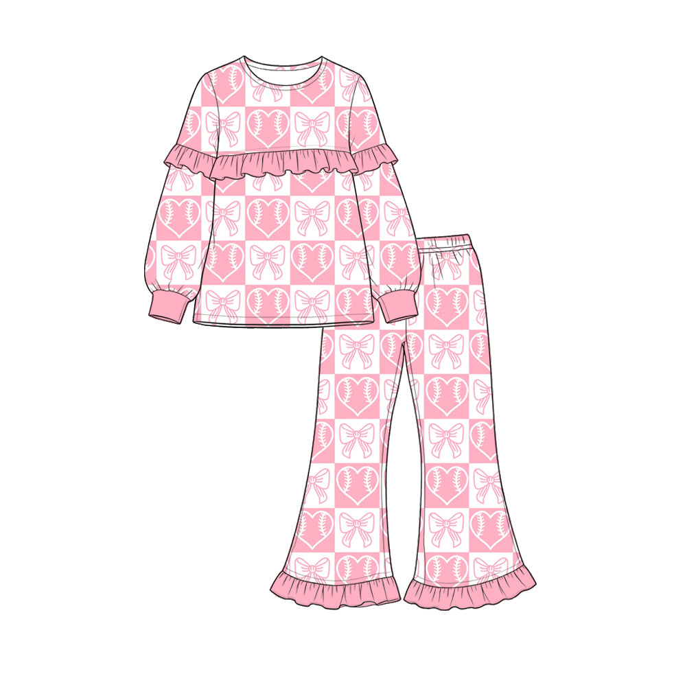 9.4 GLP3833 Preorder Baby Girls Heart Baseball Pink Long Sleeve Outfit