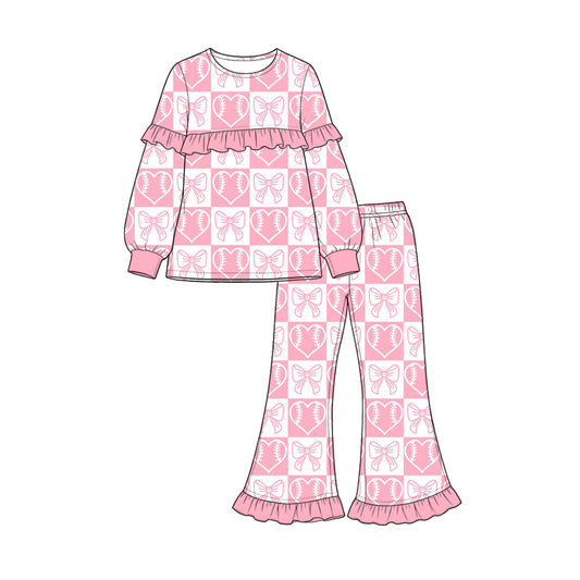 9.4 GLP3833 Preorder Baby Girls Heart Baseball Pink Long Sleeve Outfit