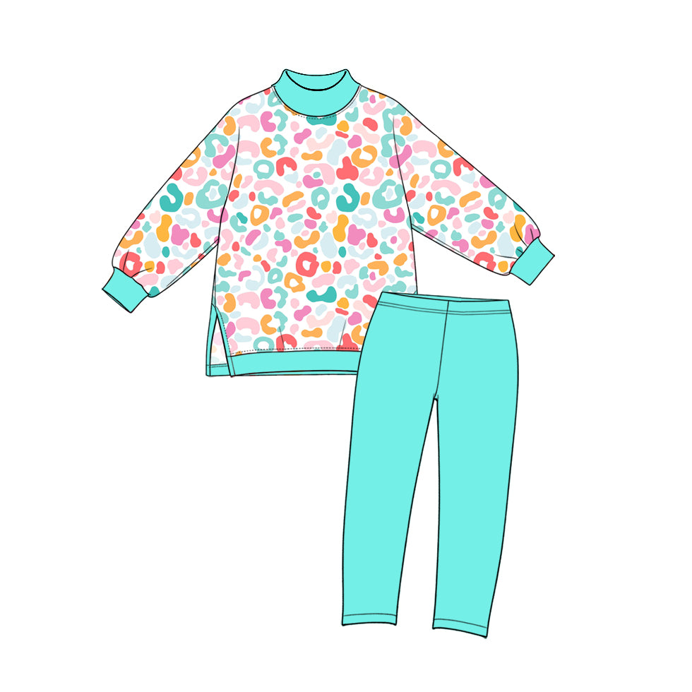 10.20 GLP4029 Preorder Colorful Leopard Top Legging Pants Girls Yoga Clothes Set