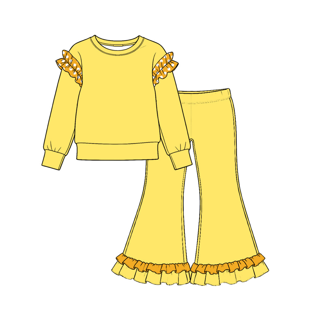 10.21 GLP4040 Yellow Top Bell Pants Girls Cartoon Princess Clothes Set