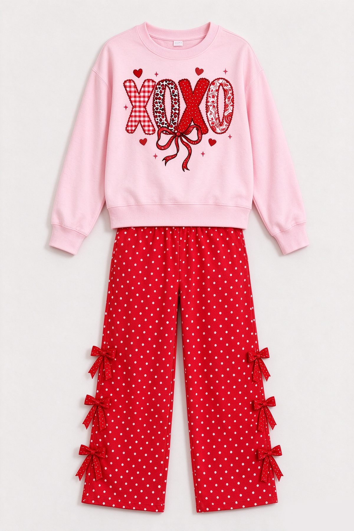 10.28 GLP4079 Preorder Kids Girls XOXO Pink Top Red Polka Dot Pants Outfit