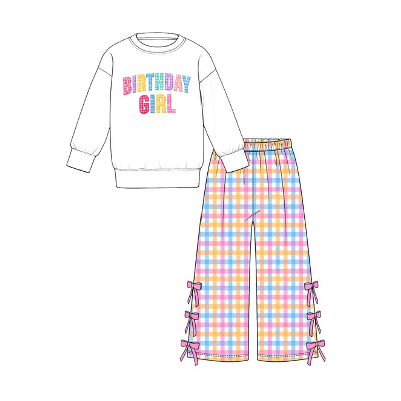 10.30 GLP4099 Preorder Baby Girls Birthday Girl Colorful Gingham Pants Outfit