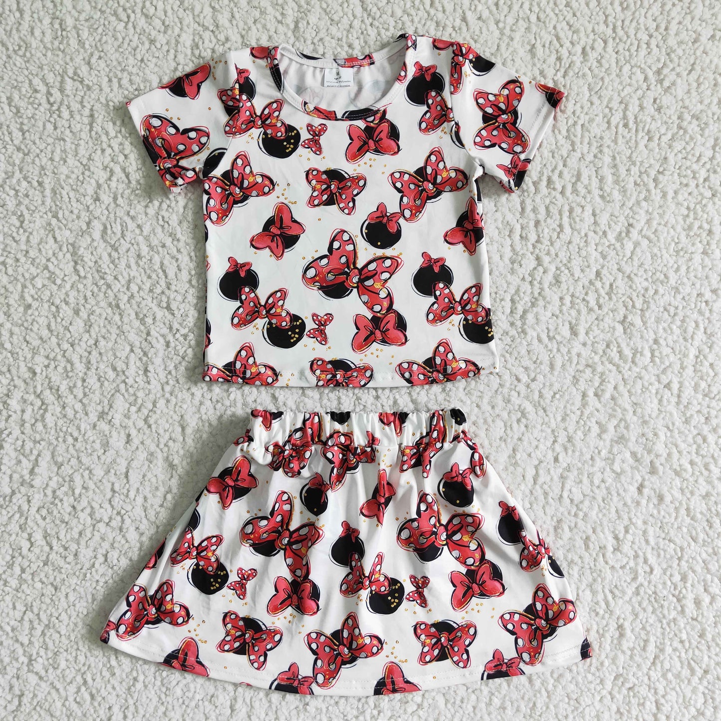 (Promotion)GSD0067 Cartoon Mouse Bows Print Girls Summer Skirts Outfits