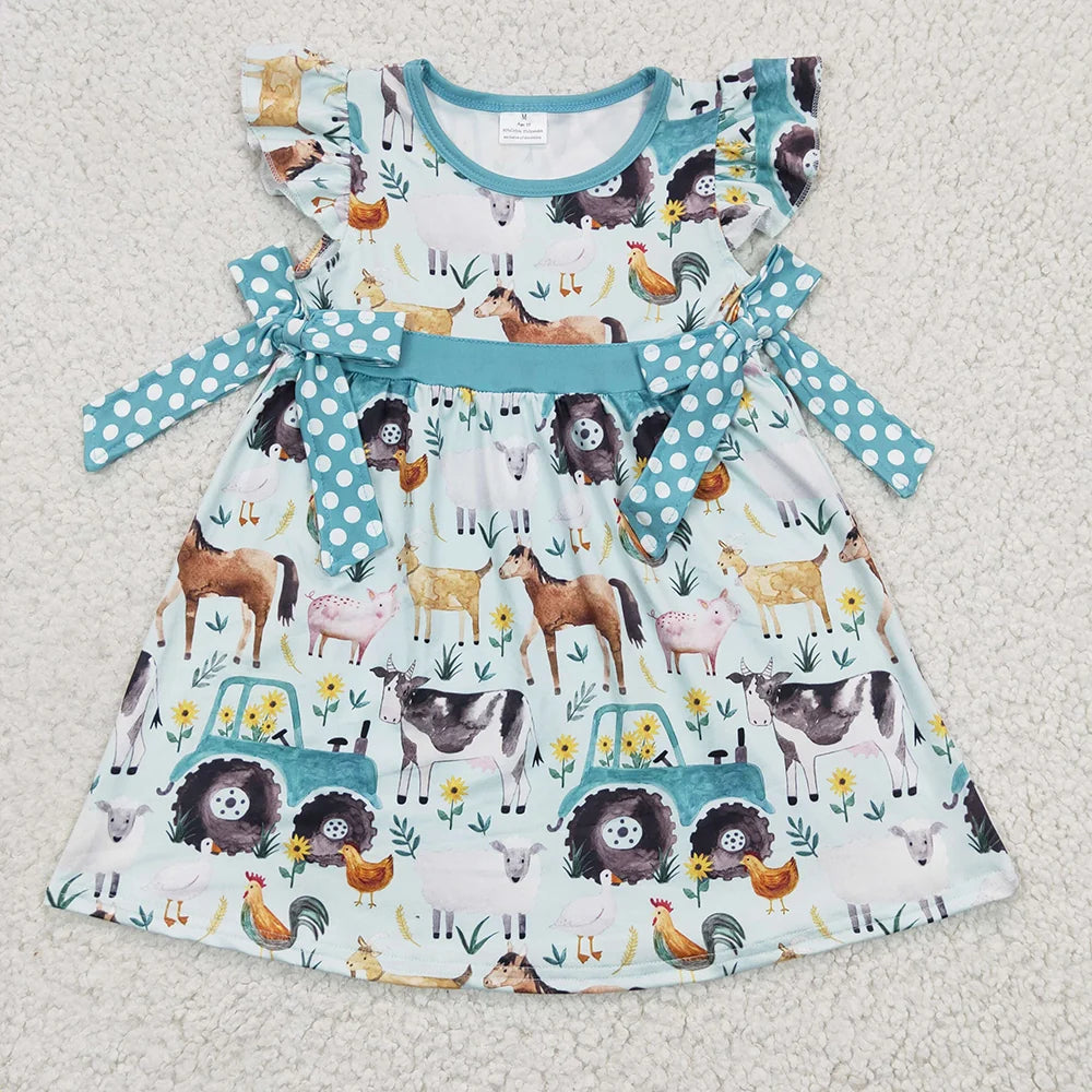 Sibling Baby Boys Farm Animal Short Sleeve Pajama Set Dress and Romper