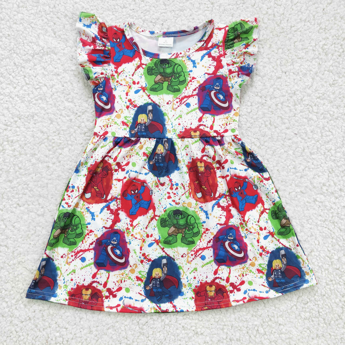 Girls cartoon hero print dress GSD0172