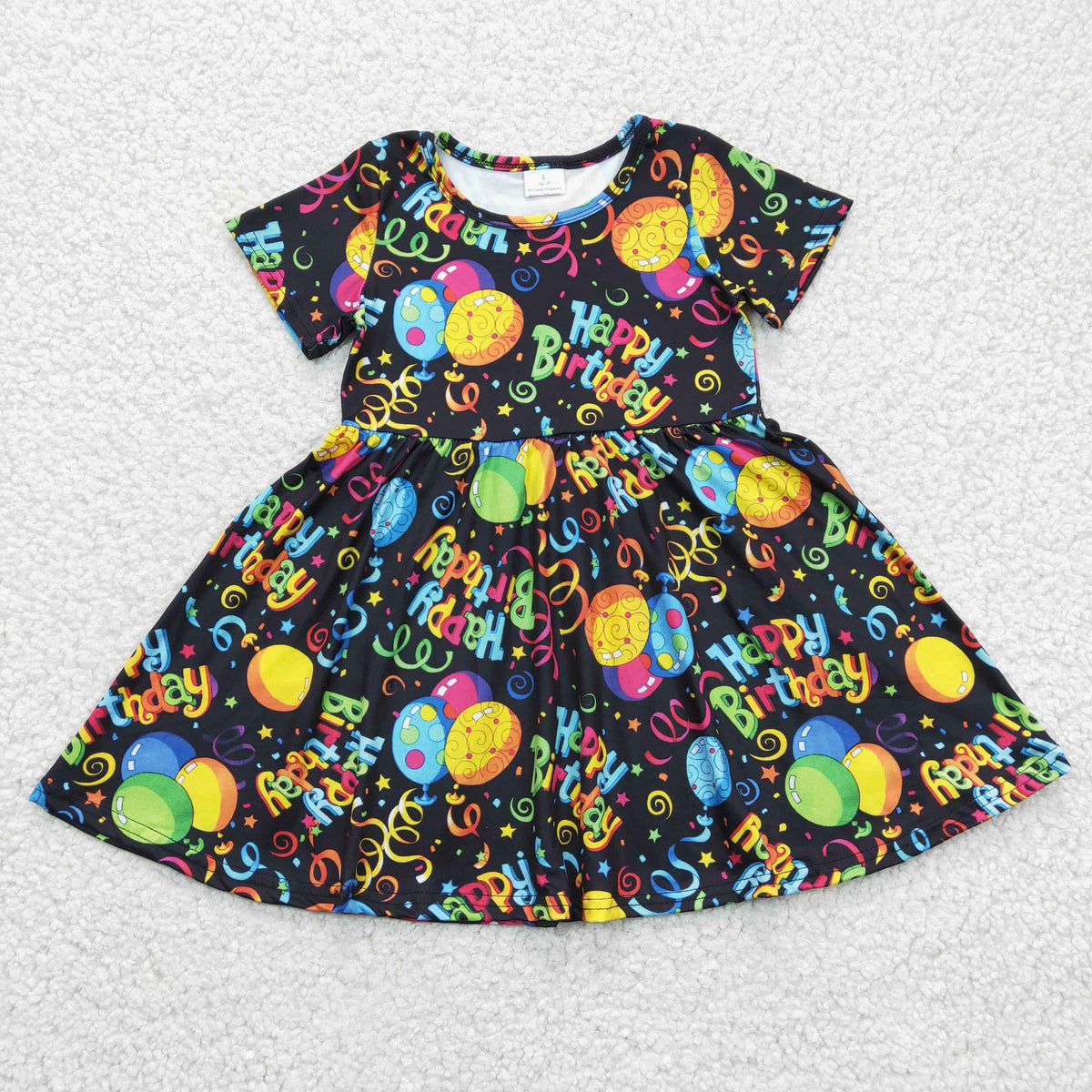 Girls Happy Birthday print dress GSD0182