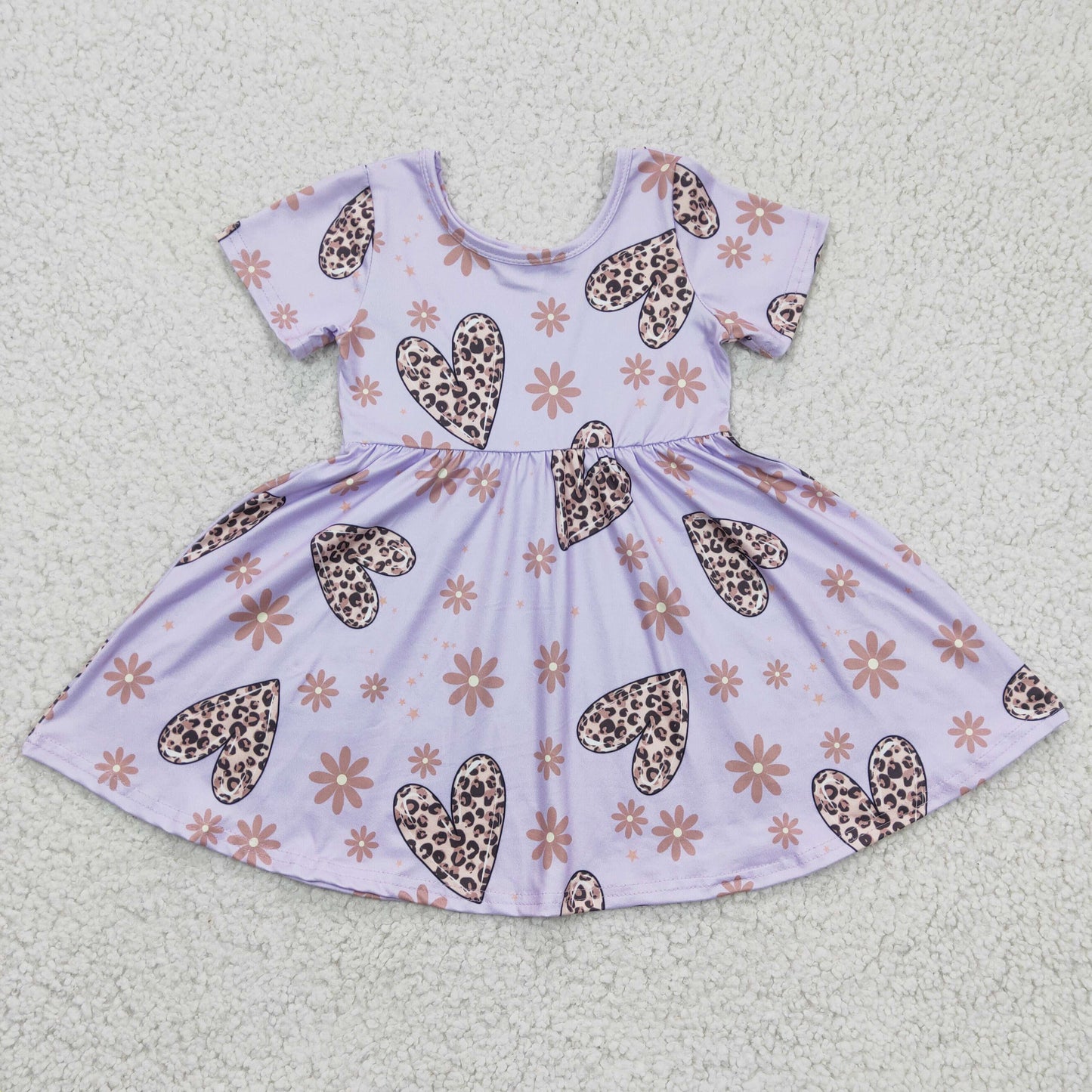 Girls leopard heart print Valentine's dress GSD0213