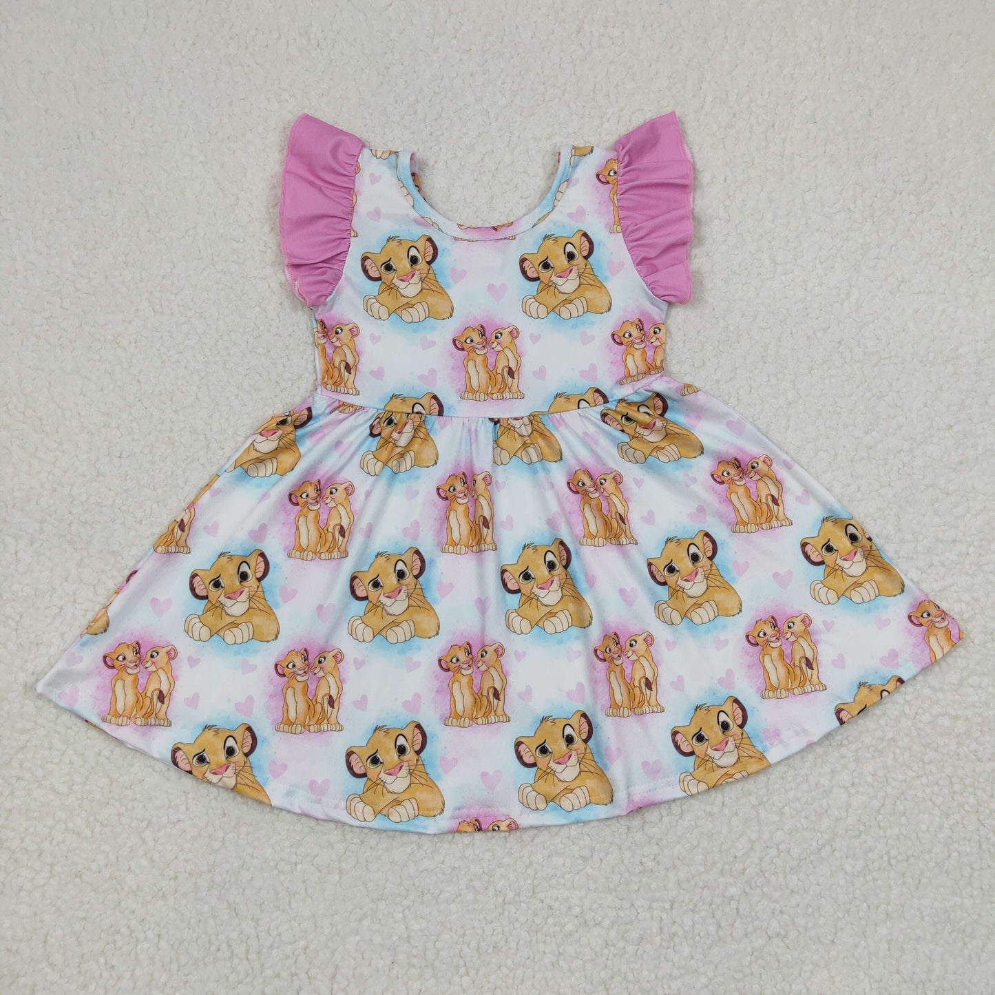Girls cartoon lion print summer dress GSD0220